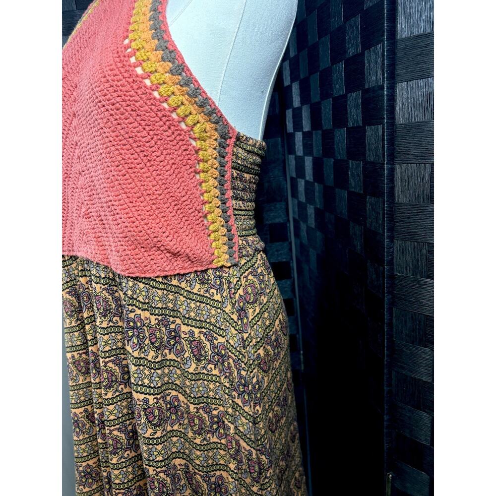 American Rag XL Columbus Crochet Halter Top Dress Boho Tunic Paisley Shirt - Picture 3 of 13